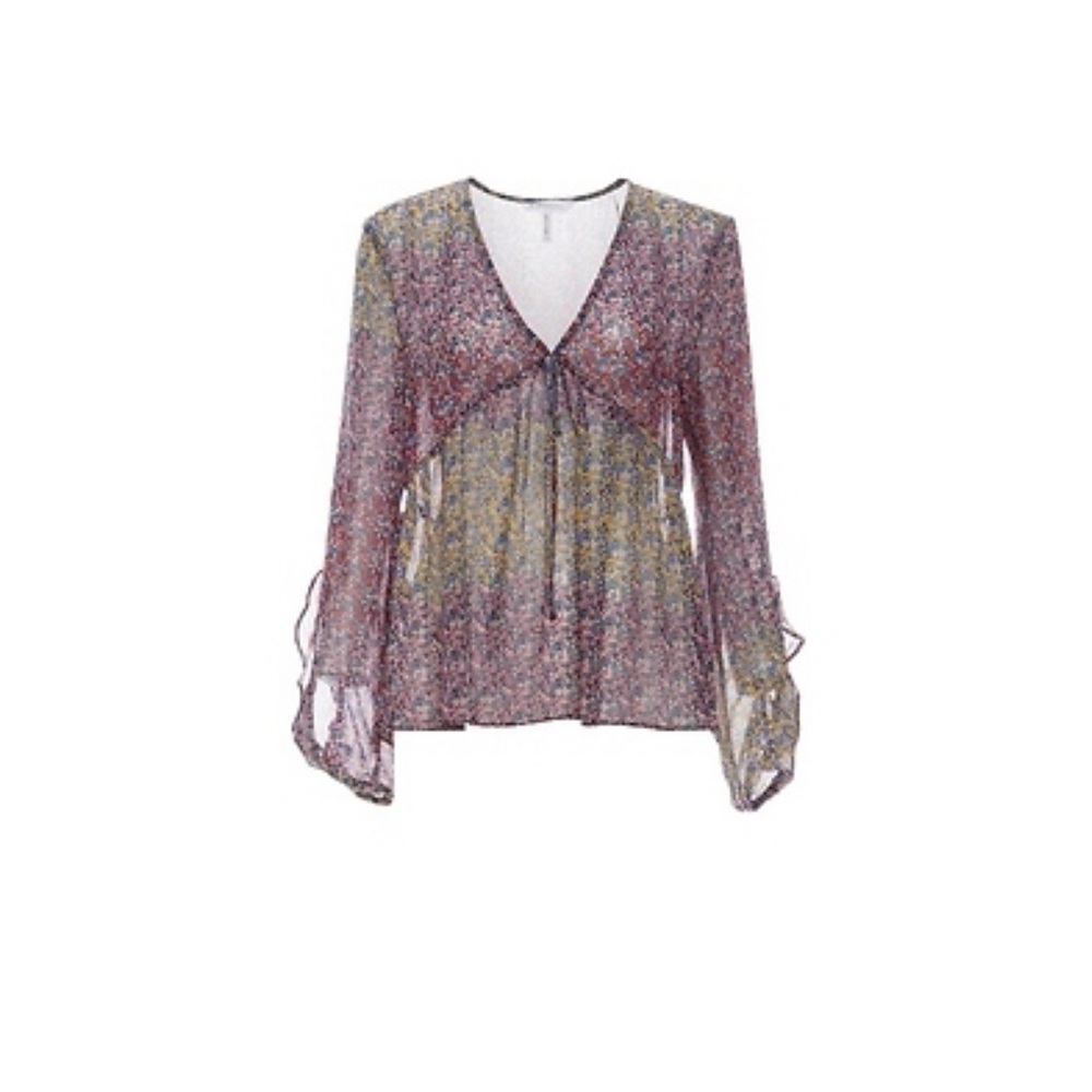 BCBGENERATION CONFETTI FLORAL LONG SLEEVE TOP